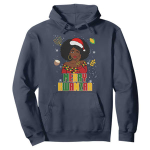 Merry Kwanzaa African American Girl Santa Hat Hoodie Christmas Gift TS12 Navy Print Your Wear