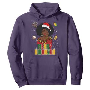 Merry Kwanzaa African American Girl Santa Hat Hoodie Christmas Gift TS12 Purple Print Your Wear