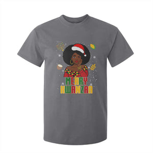 Merry Kwanzaa African American Girl Santa Hat T Shirt For Kid Christmas Gift TS12 Charcoal Print Your Wear