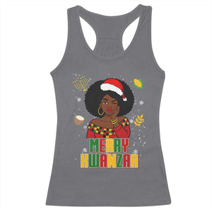 Merry Kwanzaa African American Girl Santa Hat Racerback Tank Top Christmas Gift TS12 Charcoal Print Your Wear
