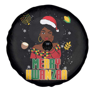 Merry Kwanzaa African American Girl Santa Hat Spare Tire Cover Christmas Gift TS12 Print Your Wear