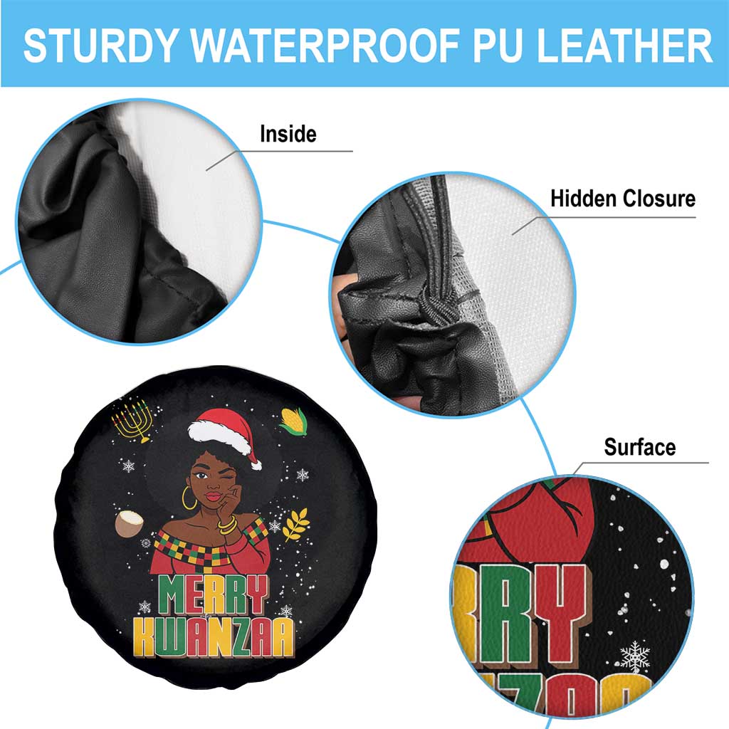Merry Kwanzaa African American Girl Santa Hat Spare Tire Cover Christmas Gift TS12 Print Your Wear