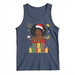 Merry Kwanzaa African American Girl Santa Hat Tank Top Christmas Gift TS12 Navy Print Your Wear