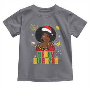 Merry Kwanzaa African American Girl Santa Hat Toddler T Shirt Christmas Gift TS12 Charcoal Print Your Wear