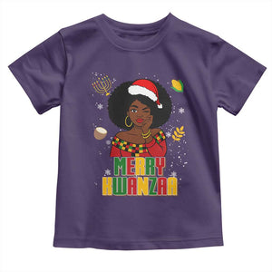 Merry Kwanzaa African American Girl Santa Hat Toddler T Shirt Christmas Gift TS12 Purple Print Your Wear
