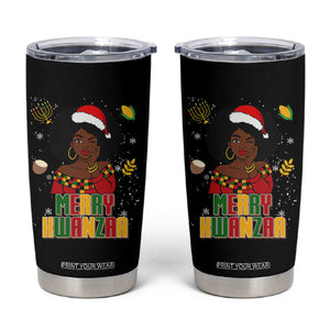 Merry Kwanzaa African American Girl Santa Hat Tumbler Cup Christmas Gift TS12 Black Print Your Wear