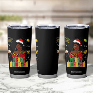 Merry Kwanzaa African American Girl Santa Hat Tumbler Cup Christmas Gift TS12 Print Your Wear