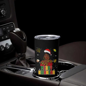 Merry Kwanzaa African American Girl Santa Hat Tumbler Cup Christmas Gift TS12 Print Your Wear