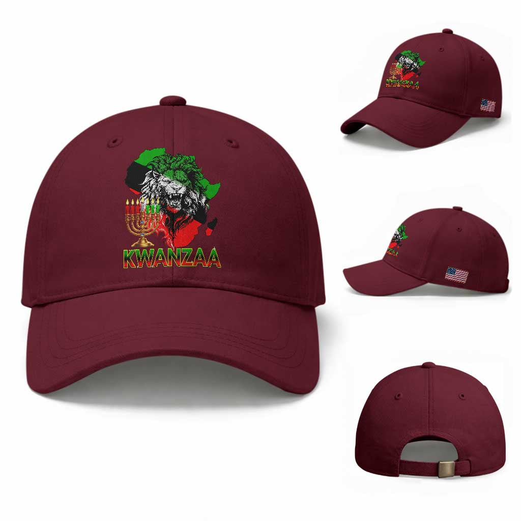 King Lion Of Africa Kwanzaa Map Baseball Cap Heritage Pride Gift TS12 Baseball Cap Universal Fit Maroon Print Your Wear