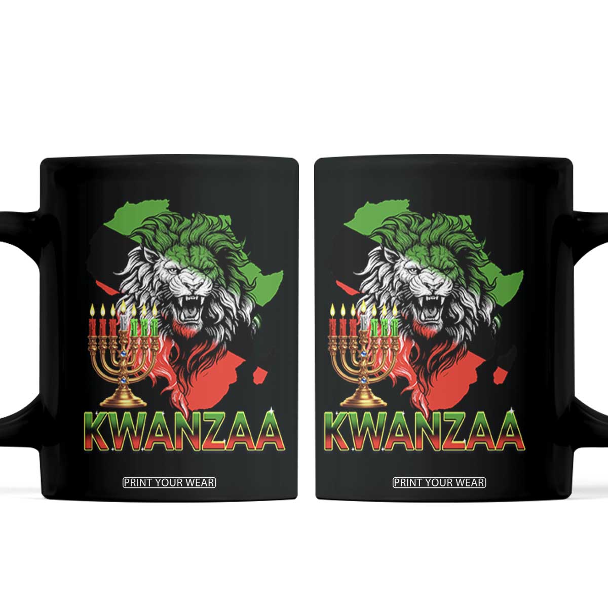 King Lion Of Africa Kwanzaa Map Coffee Mug Heritage Pride Gift TS12 Black Print Your Wear