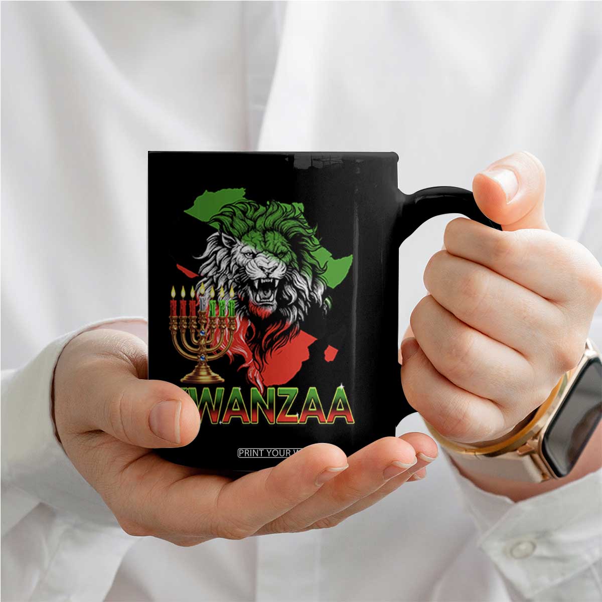 King Lion Of Africa Kwanzaa Map Coffee Mug Heritage Pride Gift TS12 Print Your Wear