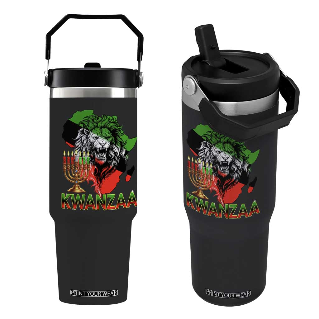 King Lion Of Africa Kwanzaa Map Flip Straw Tumbler Heritage Pride Gift TS12 One Size: 30 oz Black Print Your Wear