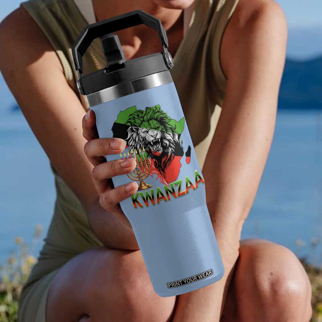 King Lion Of Africa Kwanzaa Map Flip Straw Tumbler Heritage Pride Gift TS12 One Size: 30 oz Light Blue Print Your Wear
