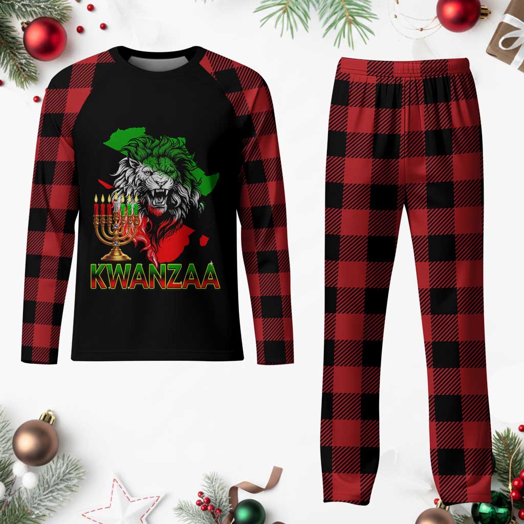 King Lion Of Africa Kwanzaa Map Plaid Pajama Set Heritage Pride Gift TS12 Buffalo Plaid Print Your Wear