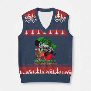 King Lion Of Africa Kwanzaa Map V-Neck Knit Sweater Vest Heritage Pride Gift TS12 Navy Red Print Your Wear