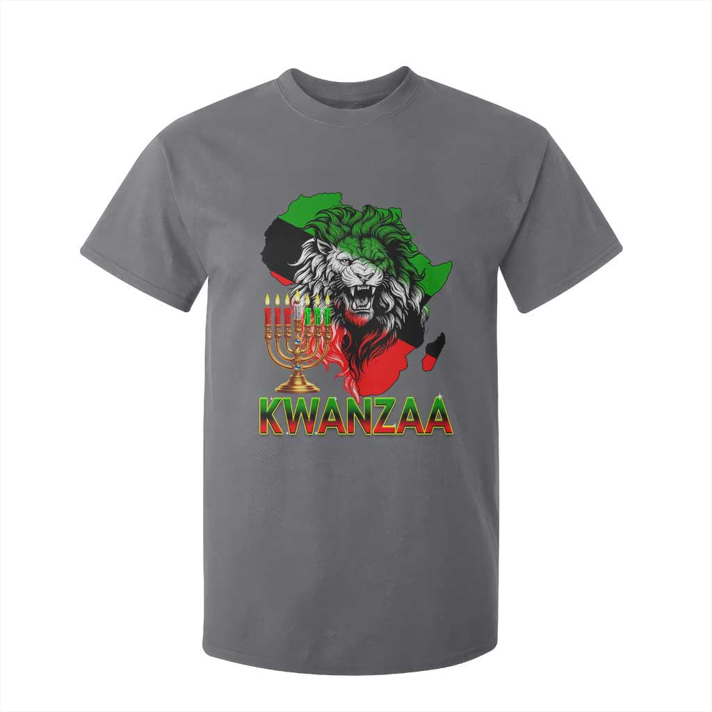 King Lion Of Africa Kwanzaa Map T Shirt For Kid Heritage Pride Gift TS12 Charcoal Print Your Wear