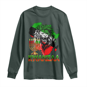 King Lion Of Africa Kwanzaa Map Long Sleeve Shirt Heritage Pride Gift TS12 Dark Forest Green Print Your Wear