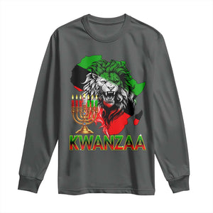 King Lion Of Africa Kwanzaa Map Long Sleeve Shirt Heritage Pride Gift TS12 Dark Heather Print Your Wear