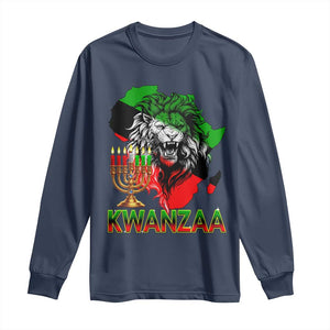 King Lion Of Africa Kwanzaa Map Long Sleeve Shirt Heritage Pride Gift TS12 Navy Print Your Wear