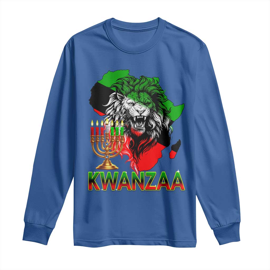 King Lion Of Africa Kwanzaa Map Long Sleeve Shirt Heritage Pride Gift TS12 Royal Blue Print Your Wear