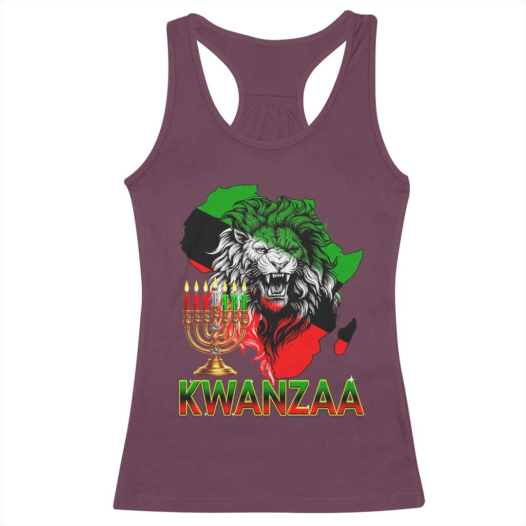 King Lion Of Africa Kwanzaa Map Racerback Tank Top Heritage Pride Gift TS12 Maroon Print Your Wear