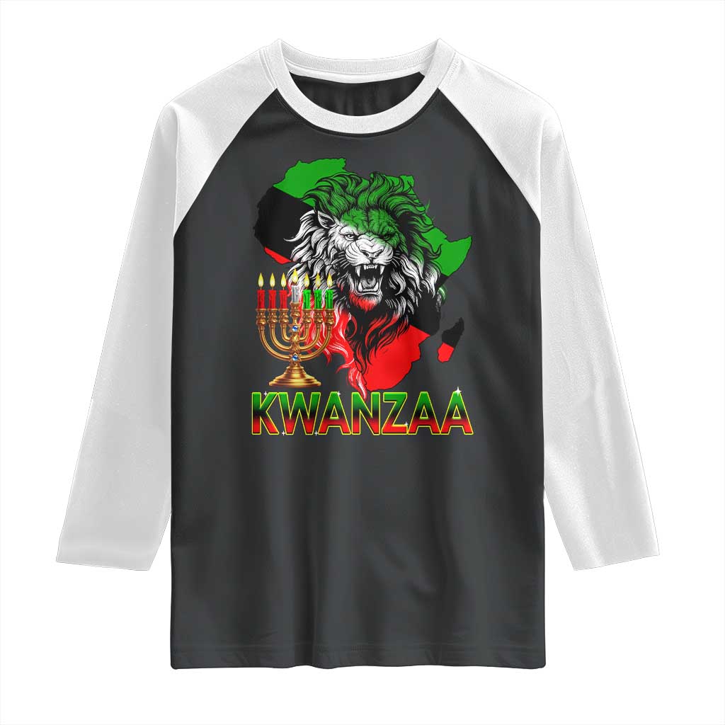 King Lion Of Africa Kwanzaa Map Raglan Shirt Heritage Pride Gift TS12 Black White Print Your Wear