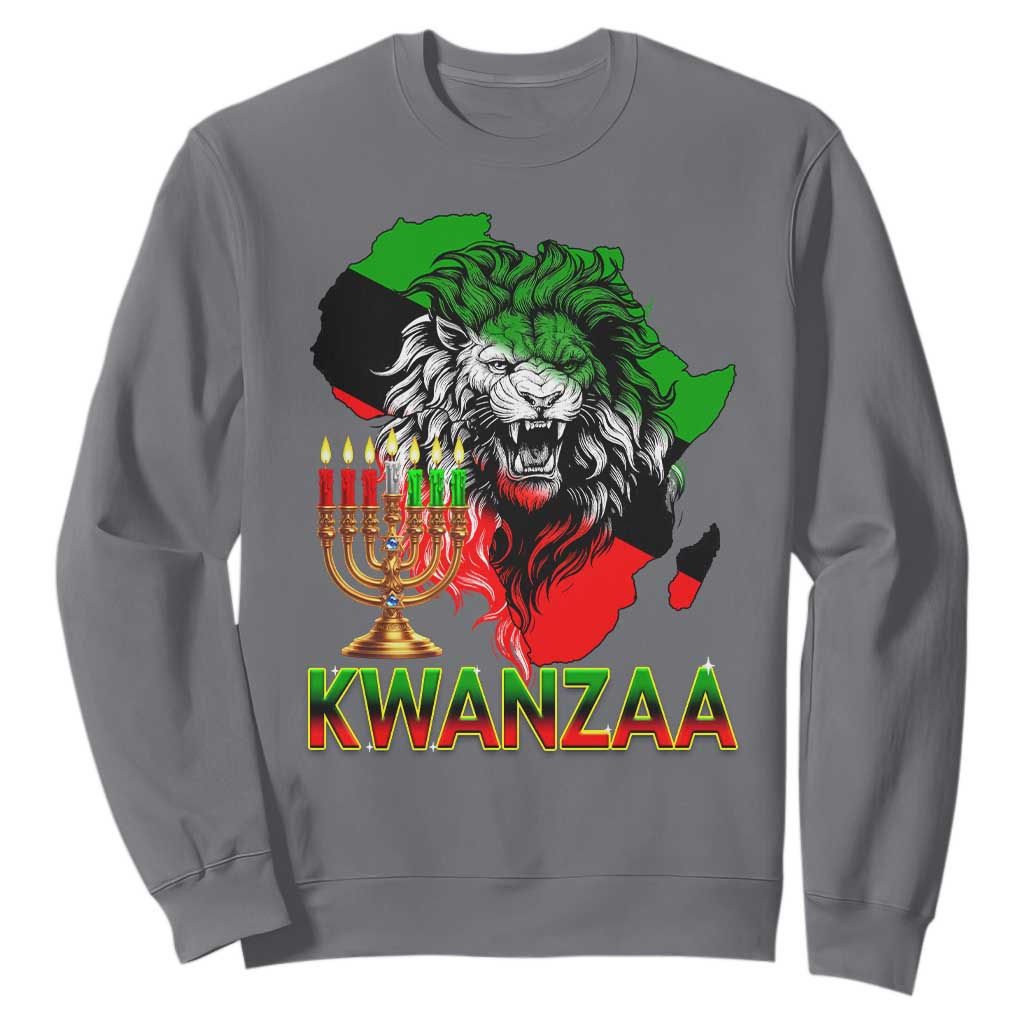 King Lion Of Africa Kwanzaa Map Sweatshirt Heritage Pride Gift TS12 Charcoal Print Your Wear
