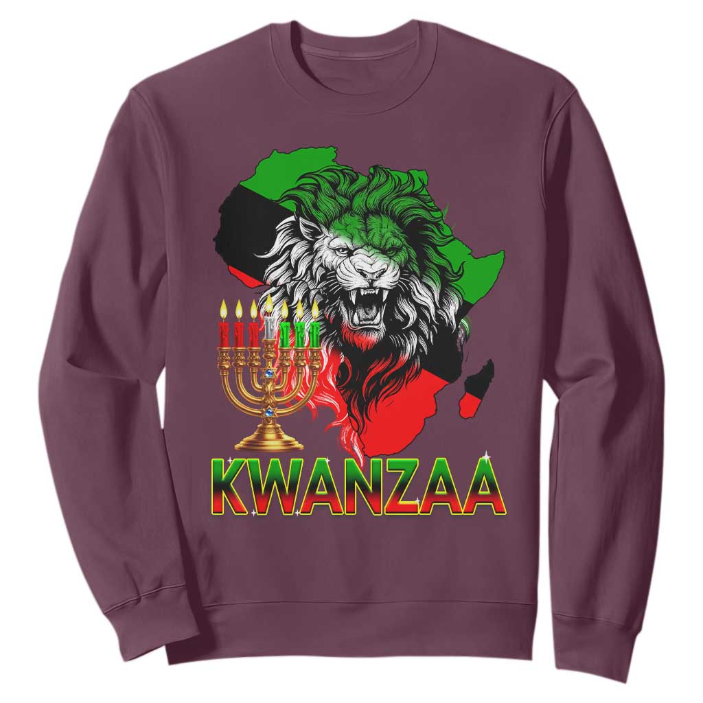 King Lion Of Africa Kwanzaa Map Sweatshirt Heritage Pride Gift TS12 Maroon Print Your Wear