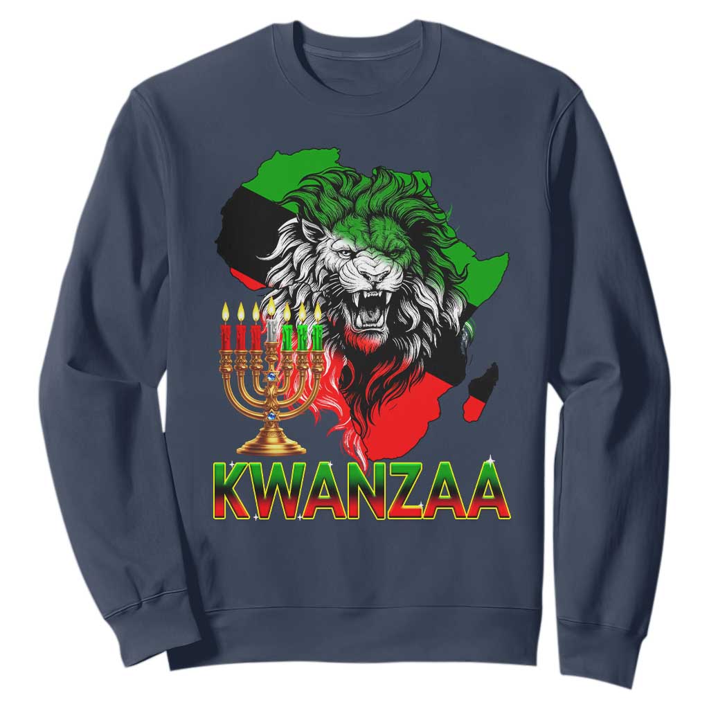 King Lion Of Africa Kwanzaa Map Sweatshirt Heritage Pride Gift TS12 Navy Print Your Wear