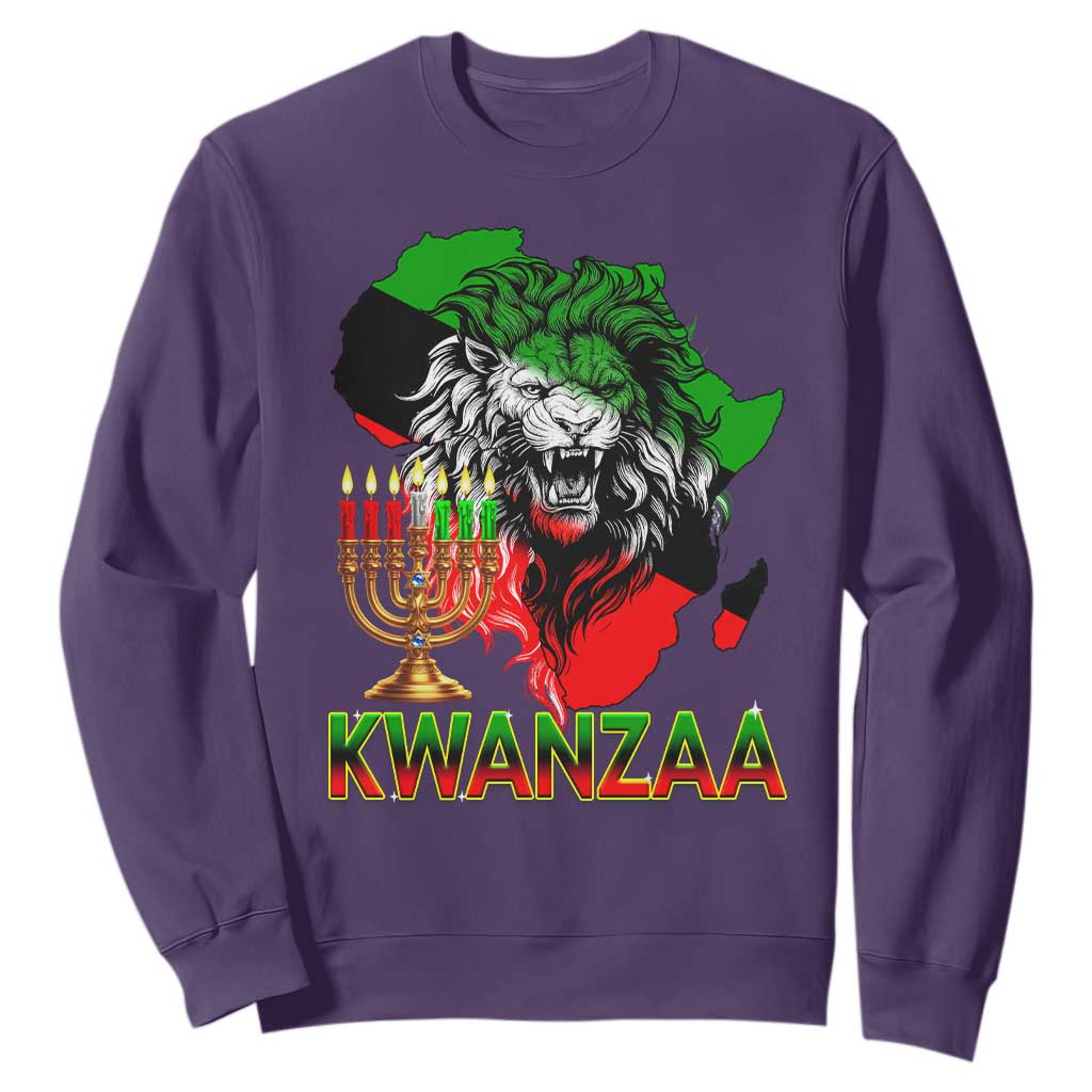 King Lion Of Africa Kwanzaa Map Sweatshirt Heritage Pride Gift TS12 Purple Print Your Wear