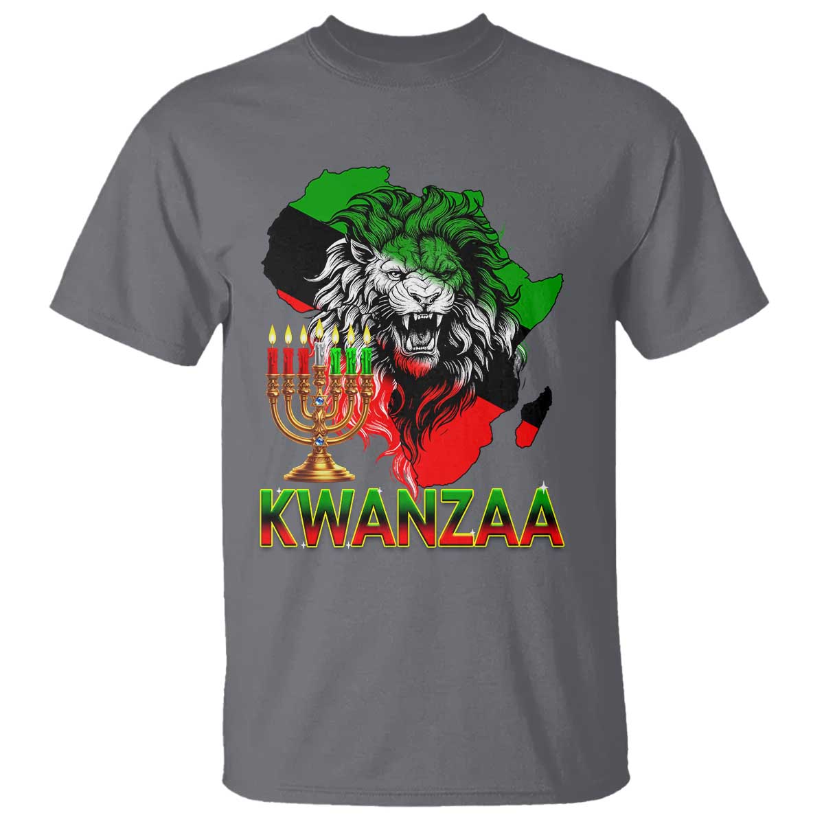 King Lion Of Africa Kwanzaa Map T Shirt Heritage Pride Gift TS12 Charcoal Print Your Wear