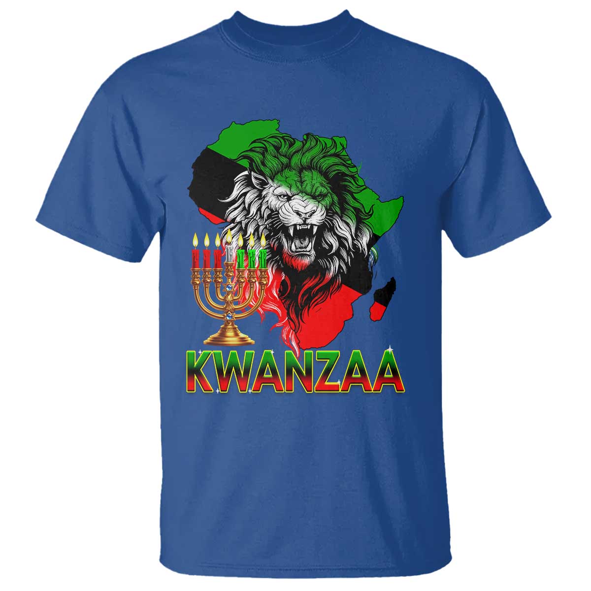 King Lion Of Africa Kwanzaa Map T Shirt Heritage Pride Gift TS12 Royal Blue Print Your Wear