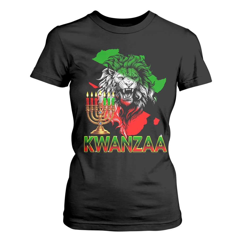 King Lion Of Africa Kwanzaa Map T Shirt For Women Heritage Pride Gift TS12 Black Print Your Wear