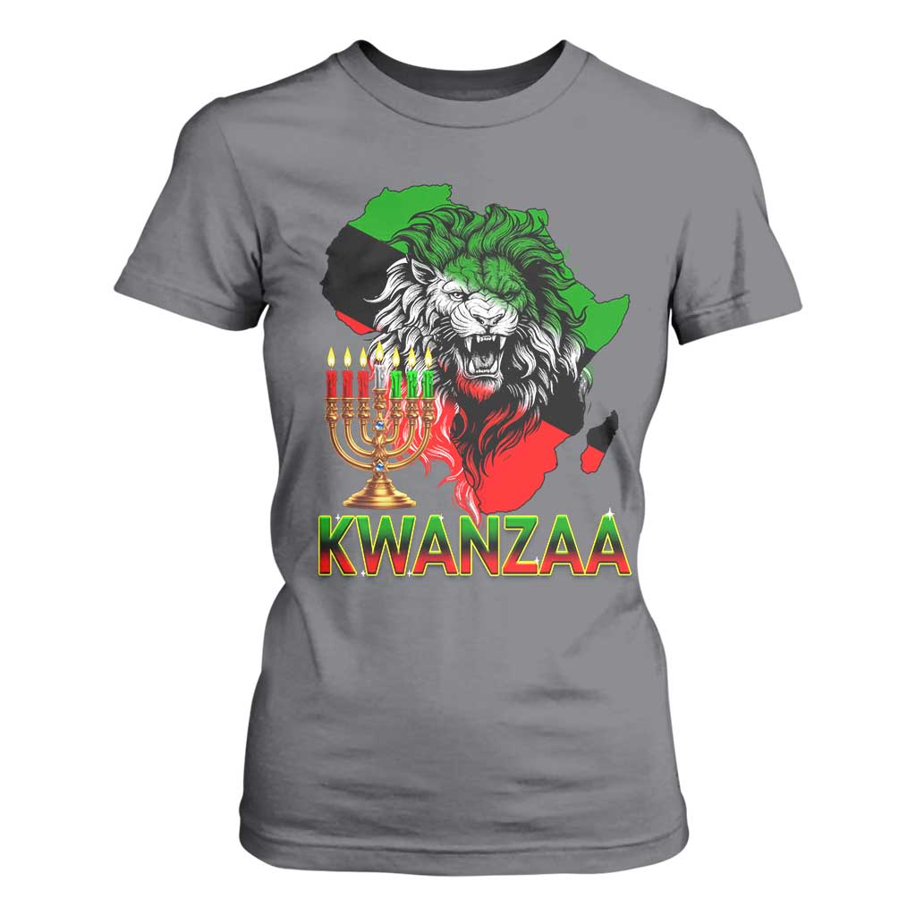 King Lion Of Africa Kwanzaa Map T Shirt For Women Heritage Pride Gift TS12 Charcoal Print Your Wear