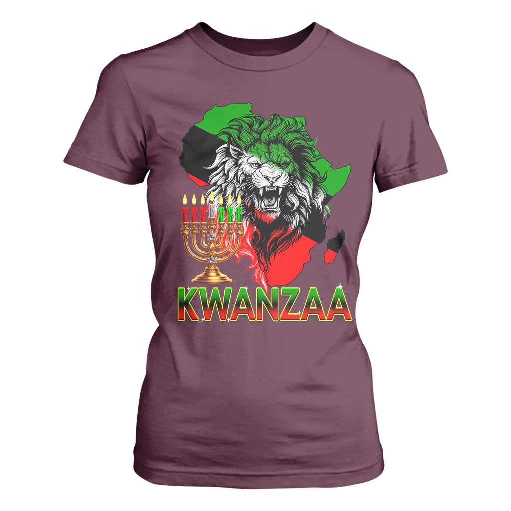 King Lion Of Africa Kwanzaa Map T Shirt For Women Heritage Pride Gift TS12 Maroon Print Your Wear