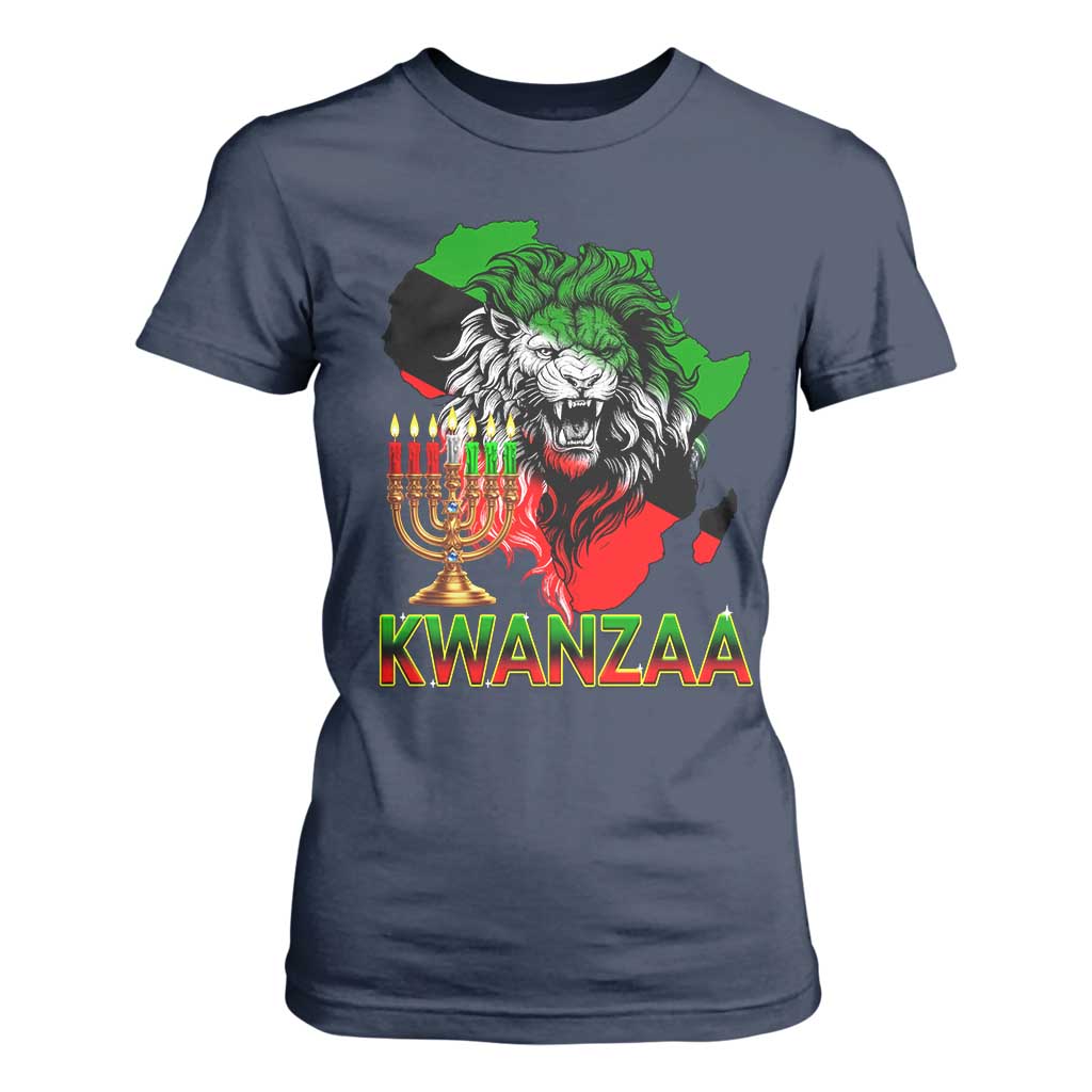 King Lion Of Africa Kwanzaa Map T Shirt For Women Heritage Pride Gift TS12 Navy Print Your Wear