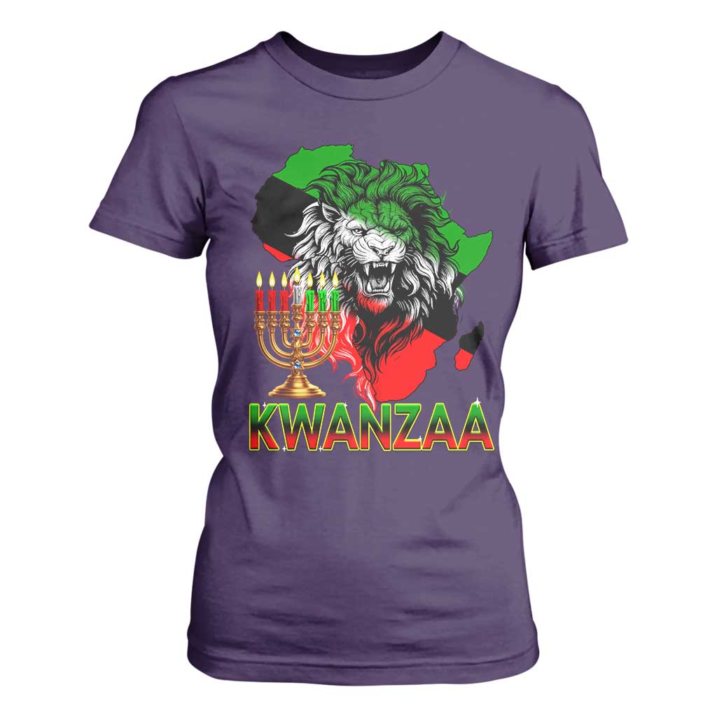 King Lion Of Africa Kwanzaa Map T Shirt For Women Heritage Pride Gift TS12 Purple Print Your Wear