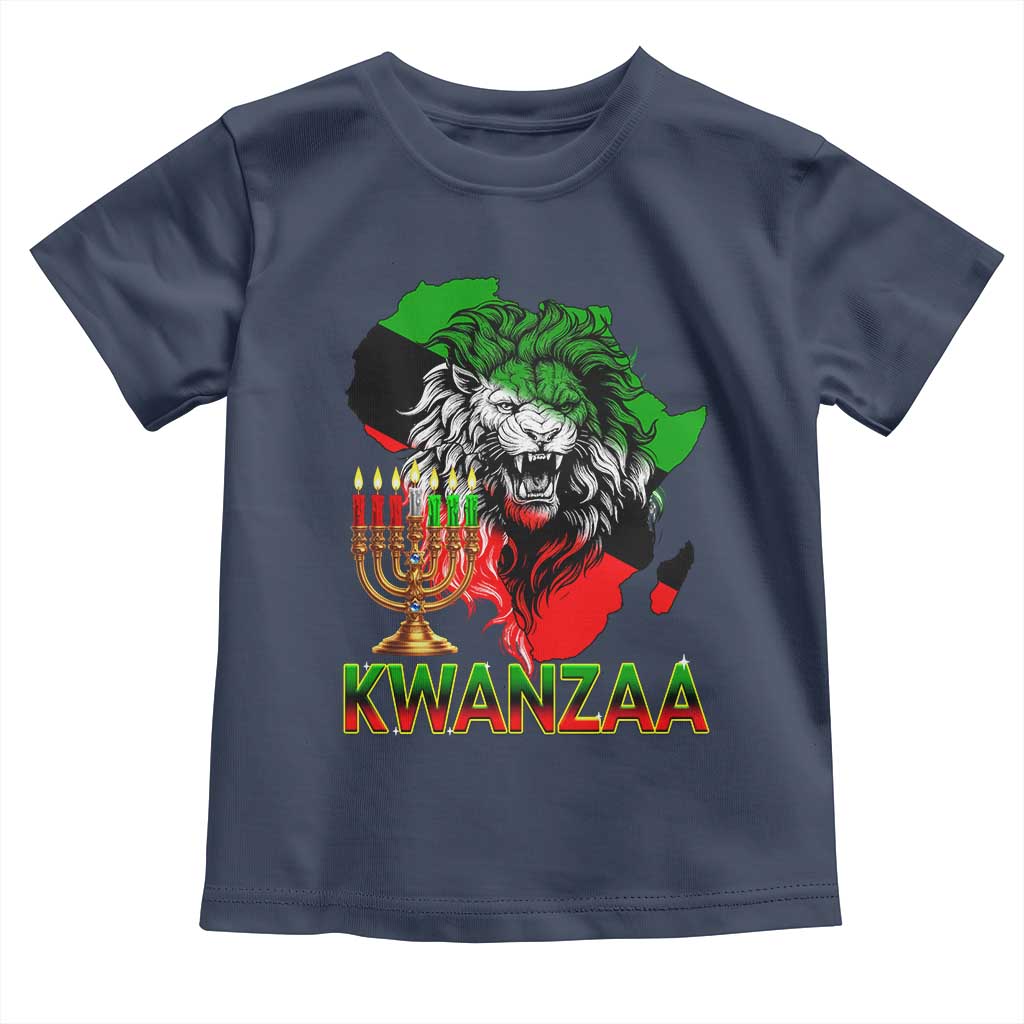 King Lion Of Africa Kwanzaa Map Toddler T Shirt Heritage Pride Gift TS12 Navy Print Your Wear