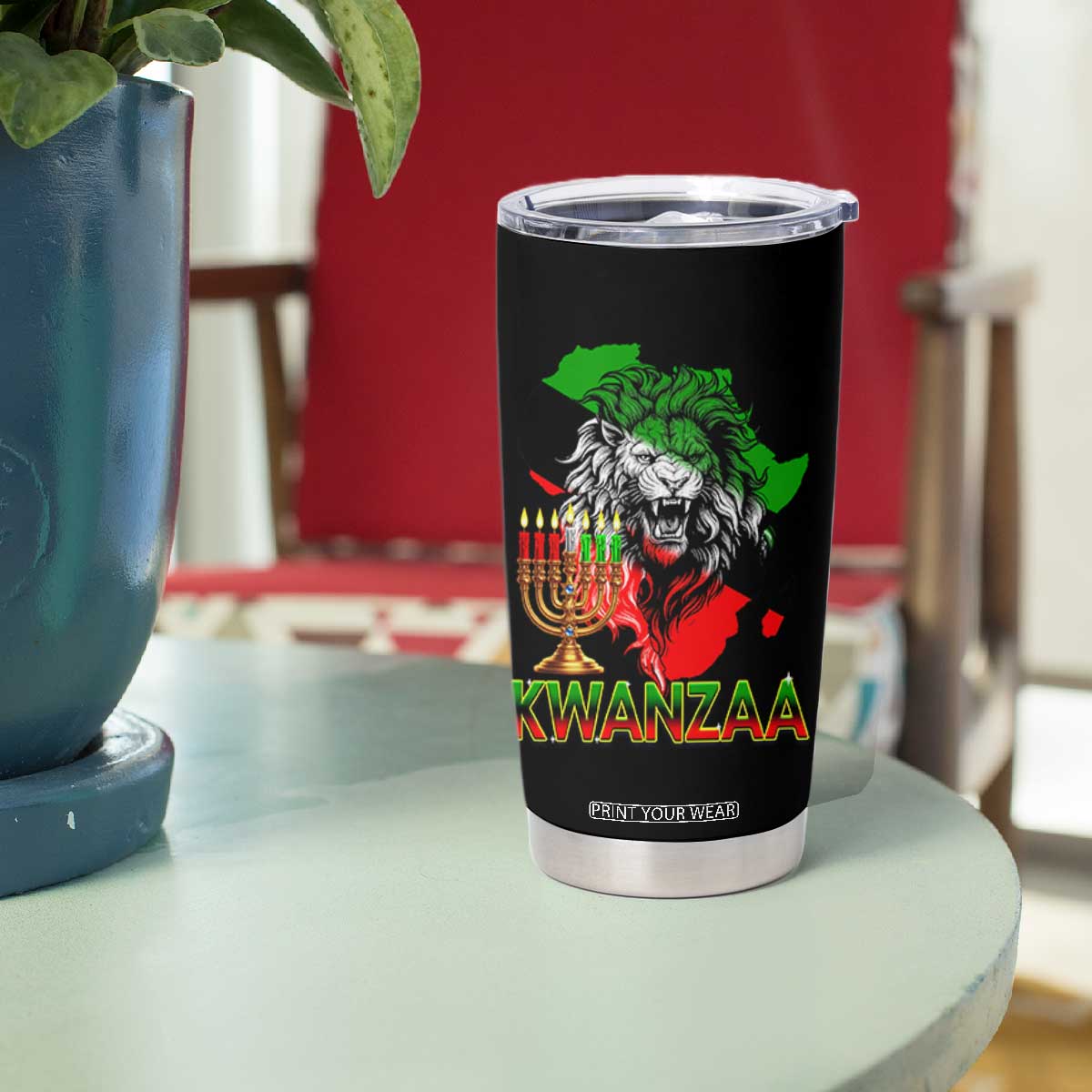 King Lion Of Africa Kwanzaa Map Tumbler Cup Heritage Pride Gift TS12 Print Your Wear