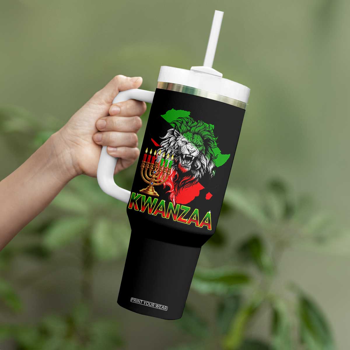 King Lion Of Africa Kwanzaa Map Tumbler With Handle Heritage Pride Gift TS12 Print Your Wear