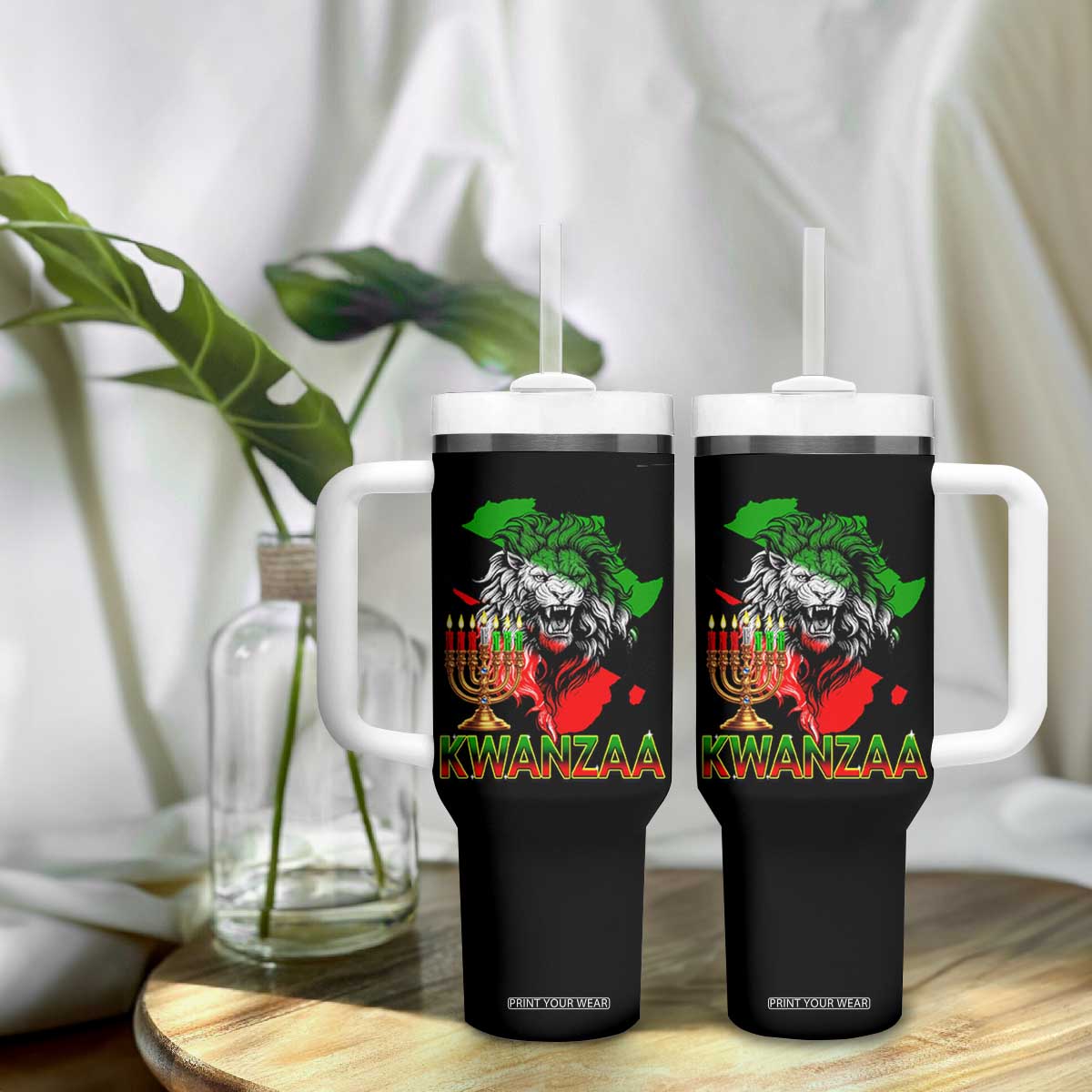 King Lion Of Africa Kwanzaa Map Tumbler With Handle Heritage Pride Gift TS12 Print Your Wear