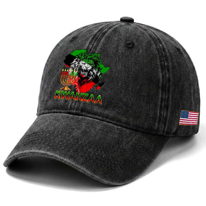 King Lion Of Africa Kwanzaa Map Washed Cotton Baseball Cap Heritage Pride Gift TS12 Print Your Wear