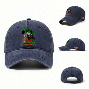 King Lion Of Africa Kwanzaa Map Washed Cotton Baseball Cap Heritage Pride Gift TS12 Washed Cap Universal Fit Navy Print Your Wear