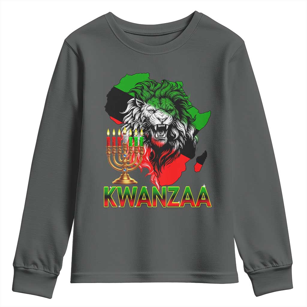 King Lion Of Africa Kwanzaa Map Youth Sweatshirt Heritage Pride Gift TS12 Dark Heather Print Your Wear