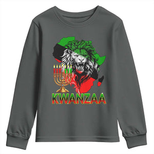 King Lion Of Africa Kwanzaa Map Youth Sweatshirt Heritage Pride Gift TS12 Dark Heather Print Your Wear