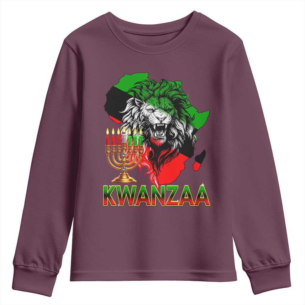 King Lion Of Africa Kwanzaa Map Youth Sweatshirt Heritage Pride Gift TS12 Maroon Print Your Wear