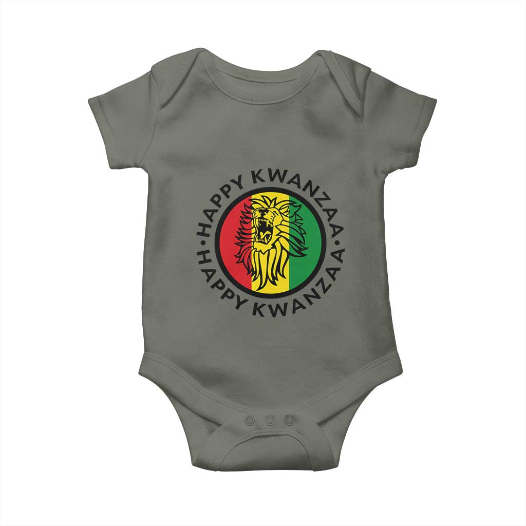 Happy Kwanzaa King Lion Of Africa Heritage Gift Baby Onesie TS12 Military Green Print Your Wear