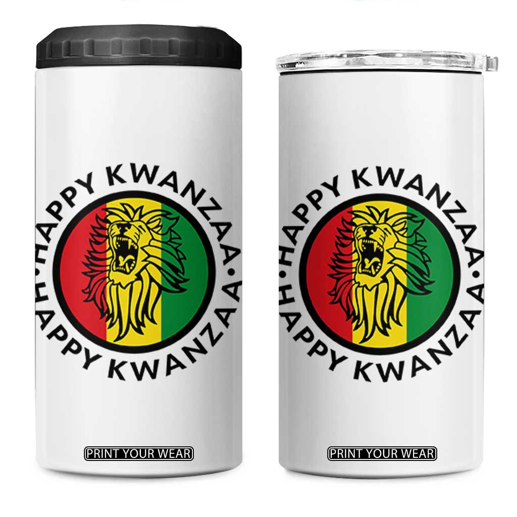 Happy Kwanzaa King Lion Of Africa Heritage Gift 4 in 1 Can Cooler Tumbler TS12 One Size: 16 oz White Print Your Wear