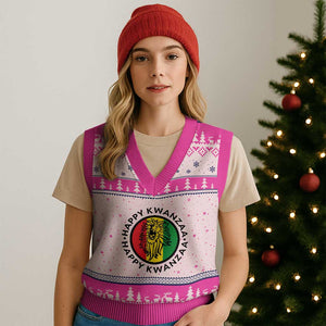 Happy Kwanzaa King Lion Of Africa Heritage Gift V-Neck Knit Sweater Vest TS12 Hot Pink Print Your Wear