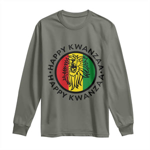Happy Kwanzaa King Lion Of Africa Heritage Gift Long Sleeve Shirt TS12 Military Green Print Your Wear